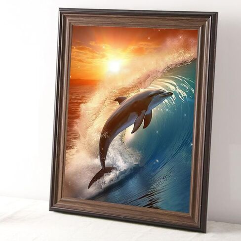 VISIAIP 5D Painting by Number Kits for Adults Cute Dolphins DIY Round Diamond Art Kits Marine Animals Picture Art for Home Wall Decor 11.8x15.7 inch(Style E) in Saudi Arabia