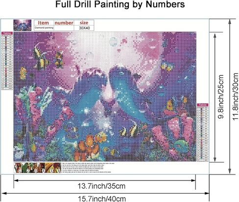 VISIAIP 5D Painting by Number Kits for Adults Cute Dolphins DIY Round Diamond Art Kits Marine Animals Picture Art for Home Wall Decor 11.8x15.7 inch(Style E) in Saudi Arabia