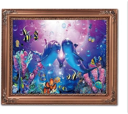 VISIAIP 5D Painting by Number Kits for Adults Cute Dolphins DIY Round Diamond Art Kits Marine Animals Picture Art for Home Wall Decor 11.8x15.7 inch(Style E) in Saudi Arabia