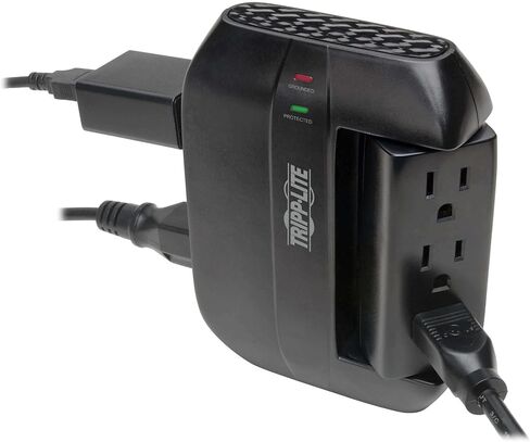 Tripp Lite 4 Rotatable Outlet Surge Protector Power Strip, Wall Tap, 2 USB Charging Ports, Black, $25,000 Insurance (SK40RUSBB) in Saudi Arabia