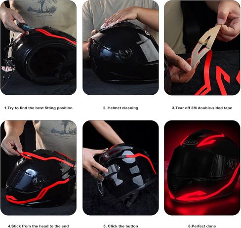 Motorcycle Helmet Light,3 Modes Driving EL Light Strips,Recharge Helmet Light Strip,Night Riding Signal Light Decoration Kit in Saudi Arabia