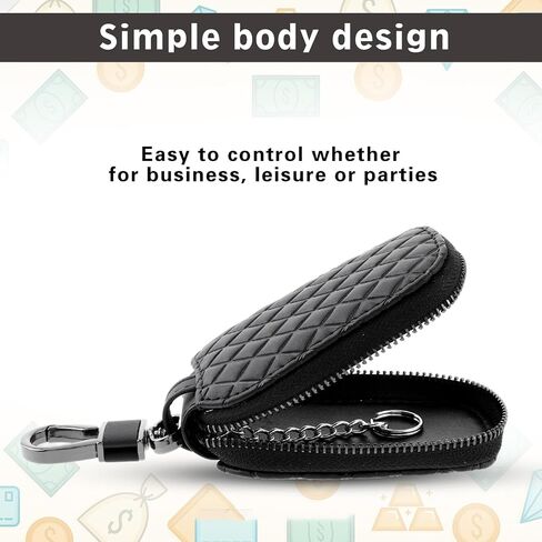 Key Fob Case Cover, Genuine Leather Key Fob Holder, Car Key Cover Holder Anti Scratch Car Key Protector with Zipper in Saudi Arabia
