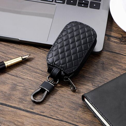 Key Fob Case Cover, Genuine Leather Key Fob Holder, Car Key Cover Holder Anti Scratch Car Key Protector with Zipper in Saudi Arabia