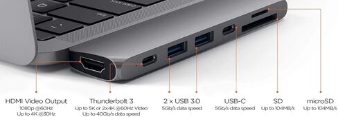 Satechi USB C Hub Adapter, USB C Dongle 7 in 1, USB C with 4K HDMI, 87W USB C PD Charging, USB C Data, 2 USB-A Data, Micro/SD Card Readers, for MacBook Pro/Air M1 M2 M3 - Silver in Kuwait