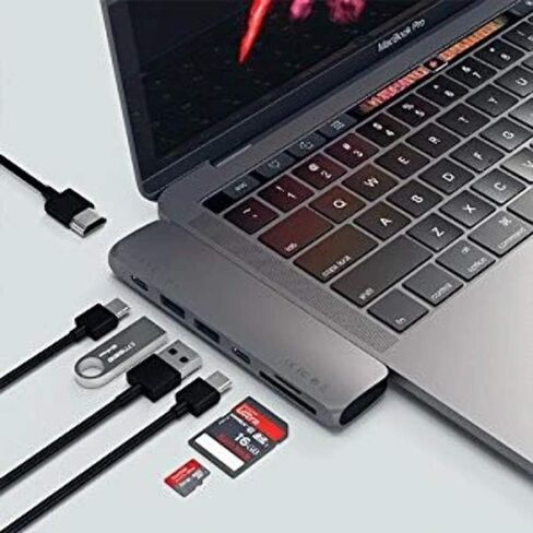 Satechi USB C Hub Adapter, USB C Dongle 7 in 1, USB C with 4K HDMI, 87W USB C PD Charging, USB C Data, 2 USB-A Data, Micro/SD Card Readers, for MacBook Pro/Air M1 M2 M3 - Silver in Kuwait