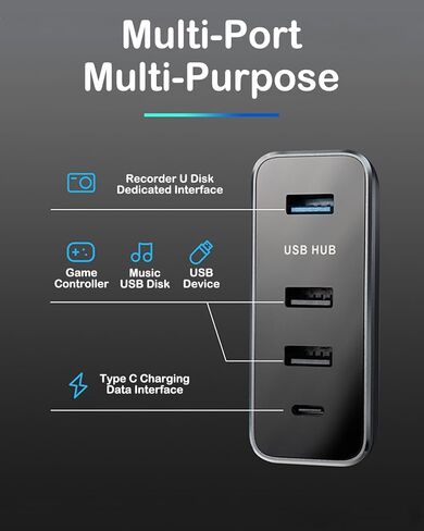 محاور USB Wahome متوافقة مع 2022 Tesla Model 3/Y، 4 في 1 Glovebox USB Flash Drive شحن محطة إرساء نقل البيانات، لمحول شاحن متعدد المنافذ موديل 3/Y، ملحقات السيارة in Kuwait