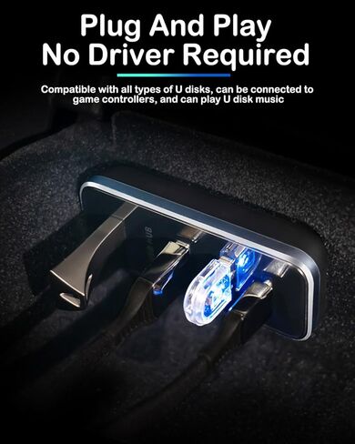 محاور USB Wahome متوافقة مع 2022 Tesla Model 3/Y، 4 في 1 Glovebox USB Flash Drive شحن محطة إرساء نقل البيانات، لمحول شاحن متعدد المنافذ موديل 3/Y، ملحقات السيارة in Kuwait