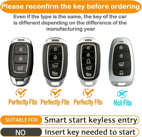 Sindeda لغطاء HyundaiKey Fob مع واقي سلسلة مفاتيح جلدية متوافق مع 2019 2020 2021 Hyundai Fe Palisade Kona Elantra GT Veloster 3 4 5 أزرار غطاء مفتاح Fob (أسود أرجواني) in Kuwait