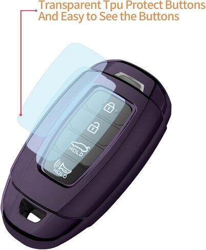 Sindeda for HyundaiKey Fob Cover with Leather Keychain Protector Compatible with2019 2020 2021 Hyundai Fe Palisade Kona Elantra GT Veloster 3 4 5 Buttons Key Fob Shell (purple black) in Saudi Arabia