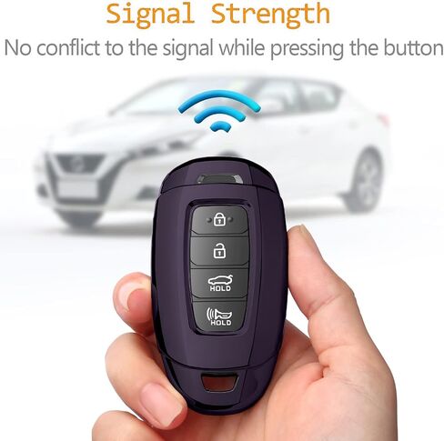 Sindeda for HyundaiKey Fob Cover with Leather Keychain Protector Compatible with2019 2020 2021 Hyundai Fe Palisade Kona Elantra GT Veloster 3 4 5 Buttons Key Fob Shell (purple black) in Saudi Arabia