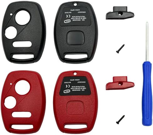 غطاء بديل عن بعد للدخول بدون مفتاح يناسب Honda Accord/Civic/CR-V/Fit/Odyssey/Pilot/Ridgeline/CR-Z Key Fob Shell (أسود + أحمر) in Kuwait