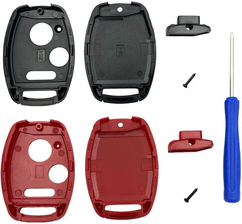 غطاء بديل عن بعد للدخول بدون مفتاح يناسب Honda Accord/Civic/CR-V/Fit/Odyssey/Pilot/Ridgeline/CR-Z Key Fob Shell (أسود + أحمر) in Kuwait