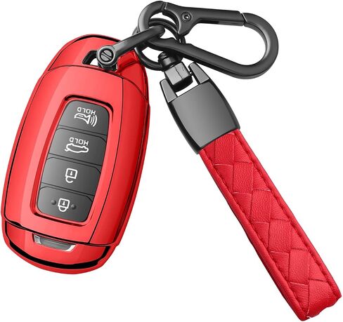 Sindeda for HyundaiKey Fob Cover with Leather Keychain Protector Compatible with2019 2020 2021 Hyundai Fe Palisade Kona Elantra GT Veloster 3 4 5 Buttons Key Fob Shell (purple black) in Saudi Arabia