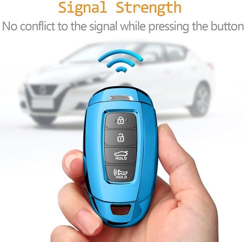 Sindeda لغطاء HyundaiKey Fob مع واقي سلسلة مفاتيح جلدية متوافق مع 2019 2020 2021 Hyundai Fe Palisade Kona Elantra GT Veloster 3 4 5 أزرار غطاء مفتاح Fob (أسود أرجواني) in Kuwait