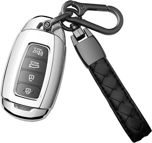 Sindeda for HyundaiKey Fob Cover with Leather Keychain Protector Compatible with2019 2020 2021 Hyundai Fe Palisade Kona Elantra GT Veloster 3 4 5 Buttons Key Fob Shell (purple black) in Saudi Arabia