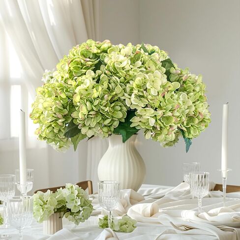 10PCS Fake Hydrangea Full Artificial Flowers Hydrangea Bouquet Faux Flower Centerpieces for Tables Home Wedding Bridal Bouquet Office Party DIY Floral Decor in Saudi Arabia