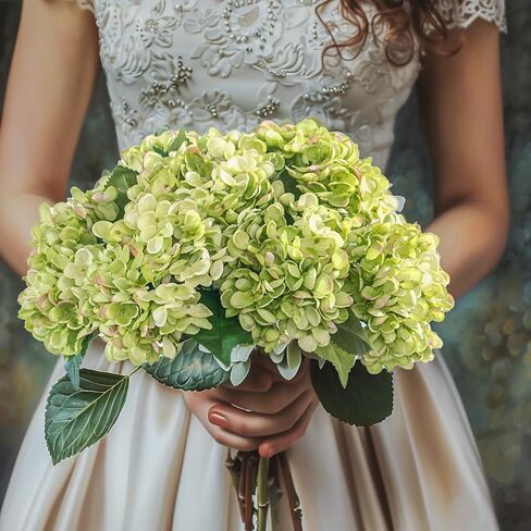 10PCS Fake Hydrangea Full Artificial Flowers Hydrangea Bouquet Faux Flower Centerpieces for Tables Home Wedding Bridal Bouquet Office Party DIY Floral Decor in Saudi Arabia