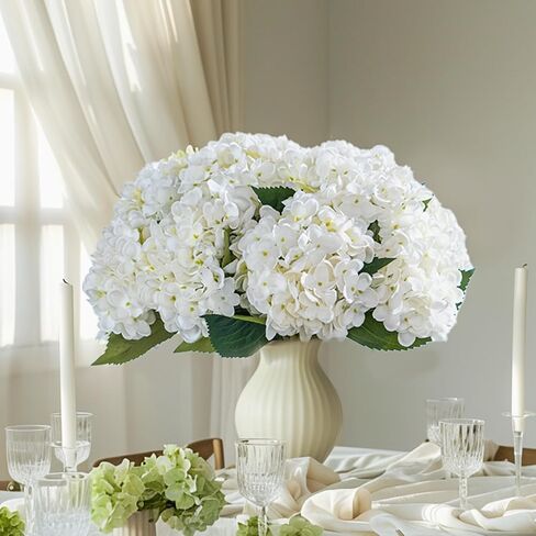 10PCS Fake Hydrangea Full Artificial Flowers Hydrangea Bouquet Faux Flower Centerpieces for Tables Home Wedding Bridal Bouquet Office Party DIY Floral Decor in Saudi Arabia