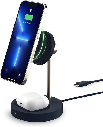 iOttie Velox Magnetic Wireless Duo Stand. 7.5W Mounting Stand + 5W Charging Pad. MagSafe Compatible for iPhone 12, iPhone 13, iPhone 14, & iPhone 15 Series & Qi AirPods Charger (Adapter not Included) in Kuwait