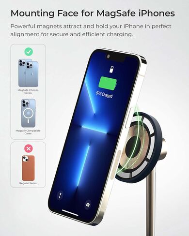 iOttie Velox Magnetic Wireless Duo Stand. 7.5W Mounting Stand + 5W Charging Pad. MagSafe Compatible for iPhone 12, iPhone 13, iPhone 14, & iPhone 15 Series & Qi AirPods Charger (Adapter not Included) in Kuwait