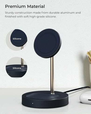 iOttie Velox Magnetic Wireless Duo Stand. 7.5W Mounting Stand + 5W Charging Pad. MagSafe Compatible for iPhone 12, iPhone 13, iPhone 14, & iPhone 15 Series & Qi AirPods Charger (Adapter not Included) in Kuwait