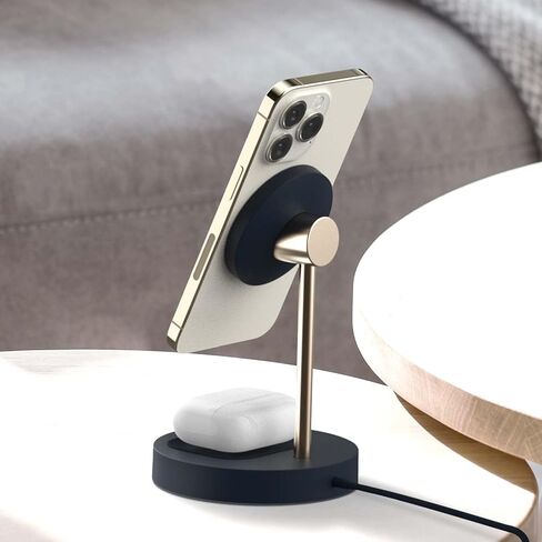 iOttie Velox Magnetic Wireless Duo Stand. 7.5W Mounting Stand + 5W Charging Pad. MagSafe Compatible for iPhone 12, iPhone 13, iPhone 14, & iPhone 15 Series & Qi AirPods Charger (Adapter not Included) in Kuwait