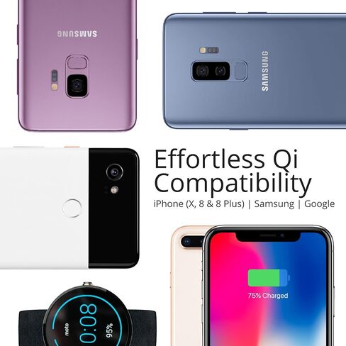 حامل شاحن لاسلكي من ZENS، لوحة شحن Qi محسنة من Apple وقابلة للتعديل تتميز بقاعدة فائقة السرعة بقدرة 15 وات، وتدعم الشحن السريع من سامسونج والشحن السريع من Apple in Kuwait