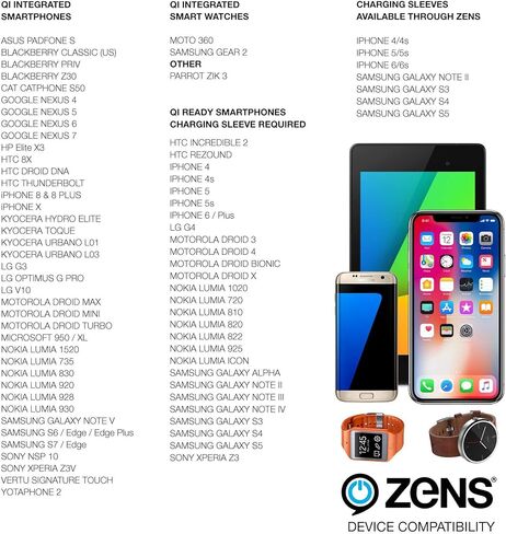 حامل شاحن لاسلكي من ZENS، لوحة شحن Qi محسنة من Apple وقابلة للتعديل تتميز بقاعدة فائقة السرعة بقدرة 15 وات، وتدعم الشحن السريع من سامسونج والشحن السريع من Apple in Kuwait