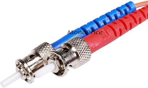 Monoprice Fiber Optic Cable - 1 Meter - Orange | ST to ST, OM1, 62.5/125 Type, Multi Mode, Duplex in Saudi Arabia