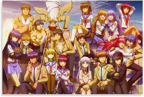 لوحات قماشية مطبوعة على القماش Angel Beats Anime لوحات جدارية لديكور غرفة الهبي ملصق فني من القماش وصورة فنية جدارية مطبوعة ملصقات ديكور لغرفة النوم العائلية الحديثة 16 × 24 بوصة (40 × 60 سم) in Saudi Arabia
