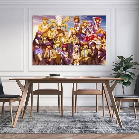 لوحات قماشية مطبوعة على القماش Angel Beats Anime لوحات جدارية لديكور غرفة الهبي ملصق فني من القماش وصورة فنية جدارية مطبوعة ملصقات ديكور لغرفة النوم العائلية الحديثة 16 × 24 بوصة (40 × 60 سم) in Saudi Arabia