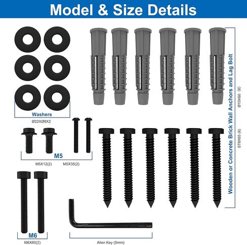 تتضمن مجموعة أدوات التثبيت على الحائط العالمية من FORGING MOUNT براغي M5 M6، وغسالات، ومفتاح ألين، ومسامير متخلفة ومثبتات جدارية خرسانية، متوافقة مع معظم أجهزة التلفزيون المسطحة/المنحنية/حامل الشاشة in Kuwait