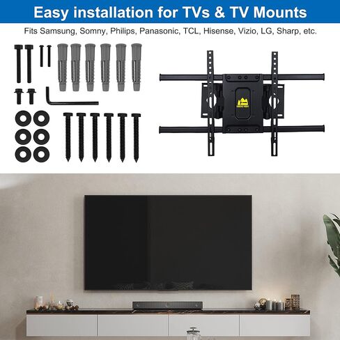 تتضمن مجموعة أدوات التثبيت على الحائط العالمية من FORGING MOUNT براغي M5 M6، وغسالات، ومفتاح ألين، ومسامير متخلفة ومثبتات جدارية خرسانية، متوافقة مع معظم أجهزة التلفزيون المسطحة/المنحنية/حامل الشاشة in Kuwait