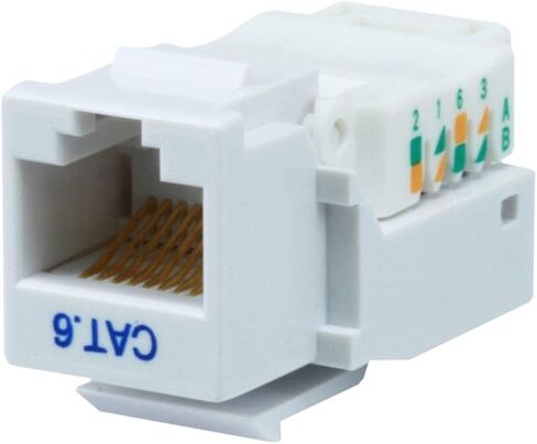 مقبس Keystone بدون أدوات Monoprice Cat6 RJ45 - لسلك صلب 22-24AWG، للاستخدام مع لوحة الحائط أو لوحة إيثرنت، أبيض in Kuwait