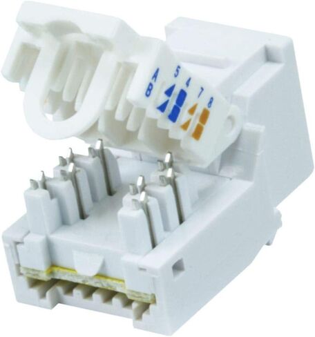 مقبس Keystone بدون أدوات Monoprice Cat6 RJ45 - لسلك صلب 22-24AWG، للاستخدام مع لوحة الحائط أو لوحة إيثرنت، أبيض in Kuwait