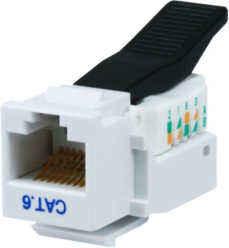 مقبس Keystone بدون أدوات Monoprice Cat6 RJ45 - لسلك صلب 22-24AWG، للاستخدام مع لوحة الحائط أو لوحة إيثرنت، أبيض in Kuwait