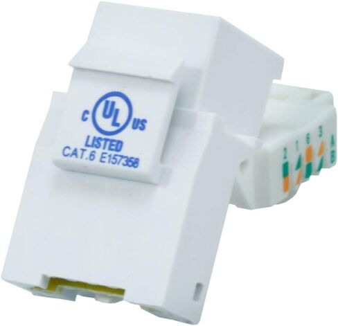 مقبس Keystone بدون أدوات Monoprice Cat6 RJ45 - لسلك صلب 22-24AWG، للاستخدام مع لوحة الحائط أو لوحة إيثرنت، أبيض in Kuwait