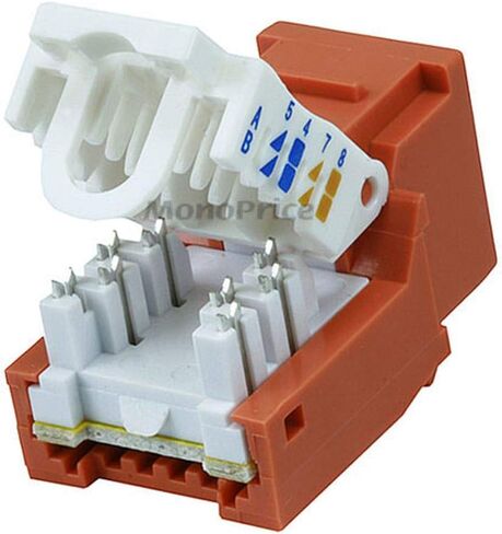 مقبس Keystone بدون أدوات Monoprice Cat6 RJ45 - لسلك صلب 22-24AWG، للاستخدام مع لوحة الحائط أو لوحة إيثرنت، أبيض in Kuwait