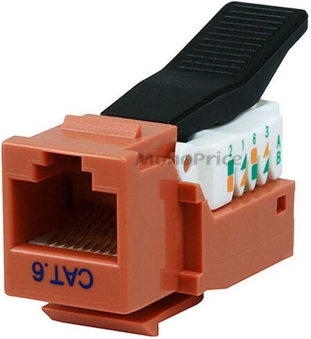 مقبس Keystone بدون أدوات Monoprice Cat6 RJ45 - لسلك صلب 22-24AWG، للاستخدام مع لوحة الحائط أو لوحة إيثرنت، أبيض in Kuwait