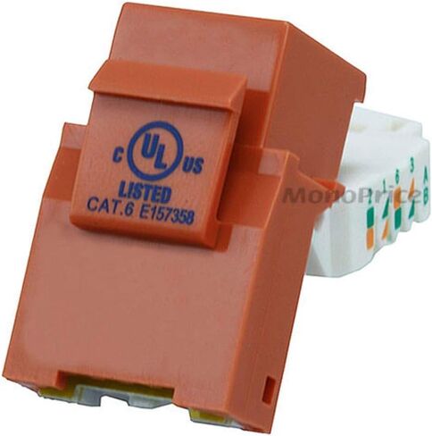 مقبس Keystone بدون أدوات Monoprice Cat6 RJ45 - لسلك صلب 22-24AWG، للاستخدام مع لوحة الحائط أو لوحة إيثرنت، أبيض in Kuwait