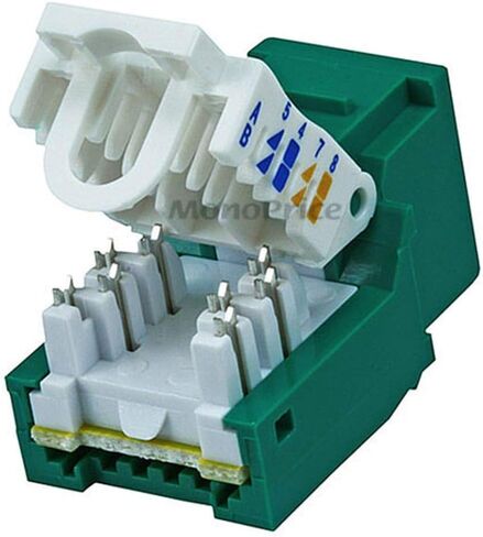 مقبس Keystone بدون أدوات Monoprice Cat6 RJ45 - لسلك صلب 22-24AWG، للاستخدام مع لوحة الحائط أو لوحة إيثرنت، أبيض in Kuwait
