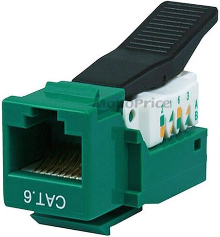 مقبس Keystone بدون أدوات Monoprice Cat6 RJ45 - لسلك صلب 22-24AWG، للاستخدام مع لوحة الحائط أو لوحة إيثرنت، أبيض in Kuwait