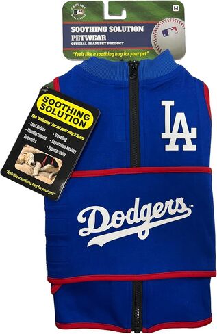 MLB Los Angeles Dodgers Dog Anxiety Shirt Calming Soothing Solution Vest for Dogs Cats with Anxiety, Fears, Fireworks, Loud Noises, Dark, Lonely Keeps Dogs Calm & Feeling Safe, Relaxing Jacket Large in Saudi Arabia