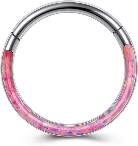 PiercingJ قطعتان من حلقات الأنف المفصلية من الأوبال الصناعي 316L من الفولاذ المقاوم للصدأ 16 جرام أقراط غضروف حلقية مفصلية للأنف وحاجز ثقب الفرس الدائري هيليكس تراغوس دايث حلق لا نهاية له 8 مم 10 مم in Kuwait