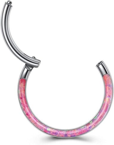 PiercingJ قطعتان من حلقات الأنف المفصلية من الأوبال الصناعي 316L من الفولاذ المقاوم للصدأ 16 جرام أقراط غضروف حلقية مفصلية للأنف وحاجز ثقب الفرس الدائري هيليكس تراغوس دايث حلق لا نهاية له 8 مم 10 مم in Kuwait