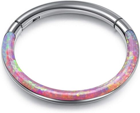 PiercingJ قطعتان من حلقات الأنف المفصلية من الأوبال الصناعي 316L من الفولاذ المقاوم للصدأ 16 جرام أقراط غضروف حلقية مفصلية للأنف وحاجز ثقب الفرس الدائري هيليكس تراغوس دايث حلق لا نهاية له 8 مم 10 مم in Kuwait