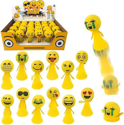 Liberty Imports 24 PCS Jumping Emoticon Popper Spring Launchers LED Light Up Toy Bouncy Party Favors Supplies and Goodie Bag Fillers for Kids, Toddlers (Classic Edition) in Saudi Arabia