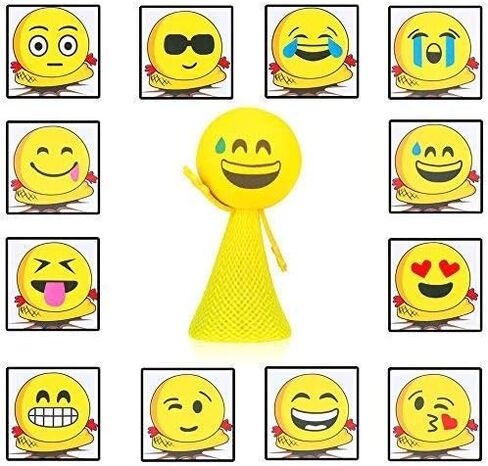 Liberty Imports 24 PCS Jumping Emoticon Popper Spring Launchers LED Light Up Toy Bouncy Party Favors Supplies and Goodie Bag Fillers for Kids, Toddlers (Classic Edition) in Saudi Arabia