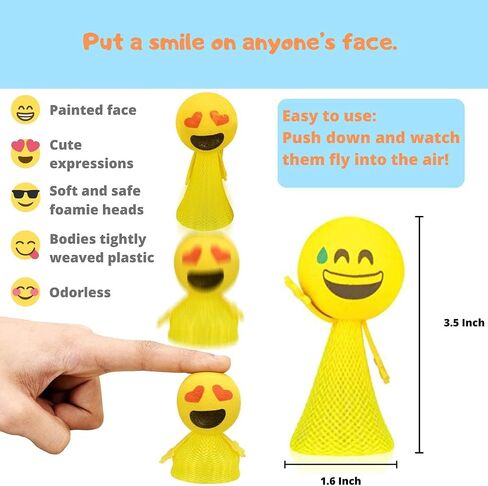 Liberty Imports 24 PCS Jumping Emoticon Popper Spring Launchers LED Light Up Toy Bouncy Party Favors Supplies and Goodie Bag Fillers for Kids, Toddlers (Classic Edition) in Saudi Arabia