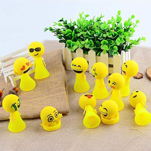 Liberty Imports 24 PCS Jumping Emoticon Popper Spring Launchers LED Light Up Toy Bouncy Party Favors Supplies and Goodie Bag Fillers for Kids, Toddlers (Classic Edition) in Saudi Arabia